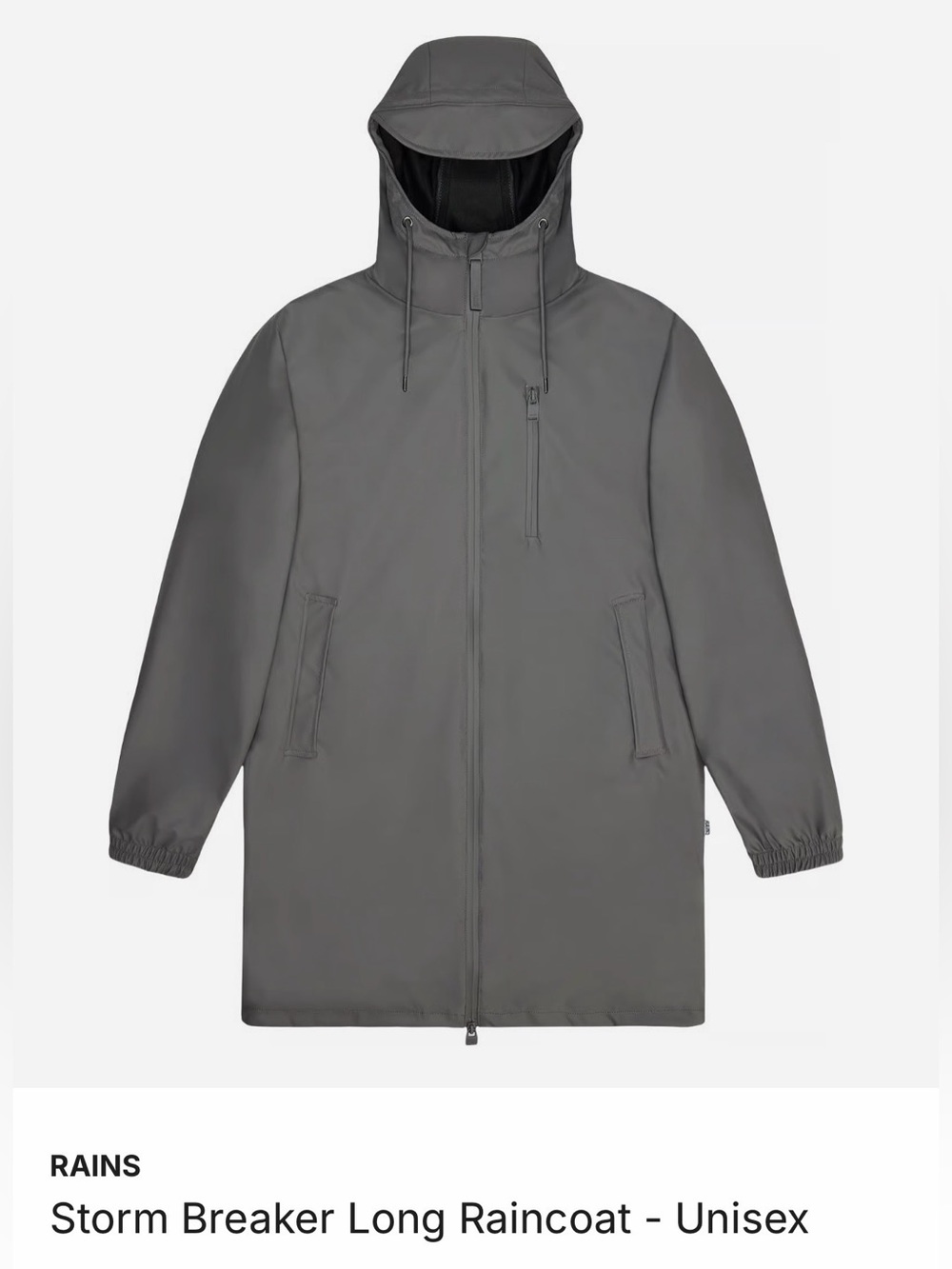 RAINS Storm Breaker Long Raincoat Unisex - Gray in S BNWT
